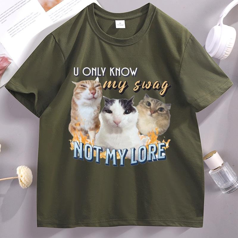 Funny Cat Meme T Shirt Unisex Unisex Y2k Clothes Graphic Tee Casual Comfortable Short Sleeve Round Neck Printed Tshirts Unisex Clothing