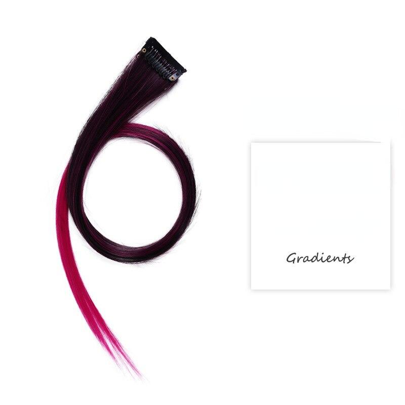 Gradiente invisível sem emenda natural cabelo de uma peça pendurado orelhas tingimento sintético peruca para cor cabelo longo destacando