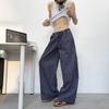 Summer thin plaid casual pants boys trendy brand loose drape straight trousers lazy wind mopping pants
