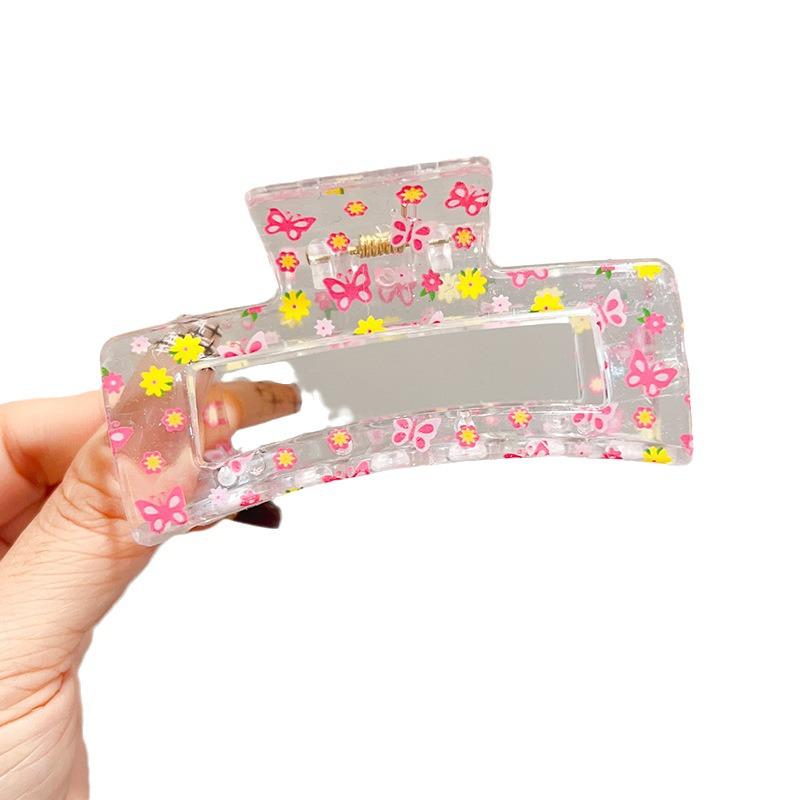 Transparent Square Print Shark Hair Clip for Women - Updo Accessory