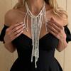 Fashionable Imitation Pearls Layering Necklace With Flowing Fringe Detail Adjustable Beaded Clavicle Chain