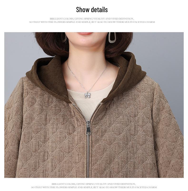 Women's Hooded Spliced Jacket - Spring/Autumn 2024 Fashion: Casual, Loose, Slimming Short Style for Petite and Moms