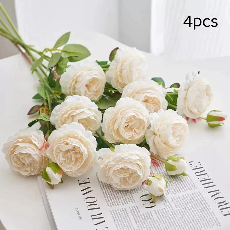 Artificial Silk Peonies Bouquet 4/8Pcs Non-Fade Fake Flowers for Wedding Outdoor Yard Home Party Decoration