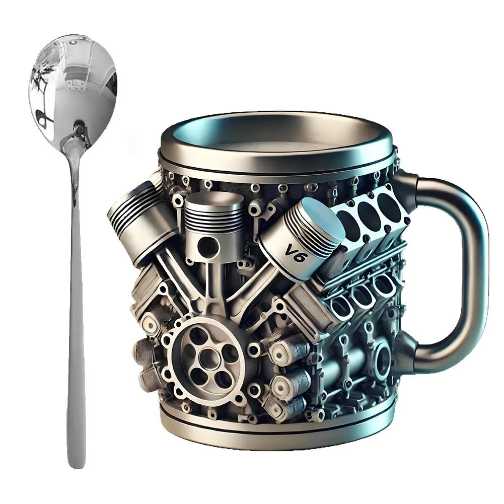 

Vintage V8 / V6 Engine Coffee Cup Water Mug For Car Enthusiasts Mechanics Engineers Birthday Anniversary Gift Set 201-300ml