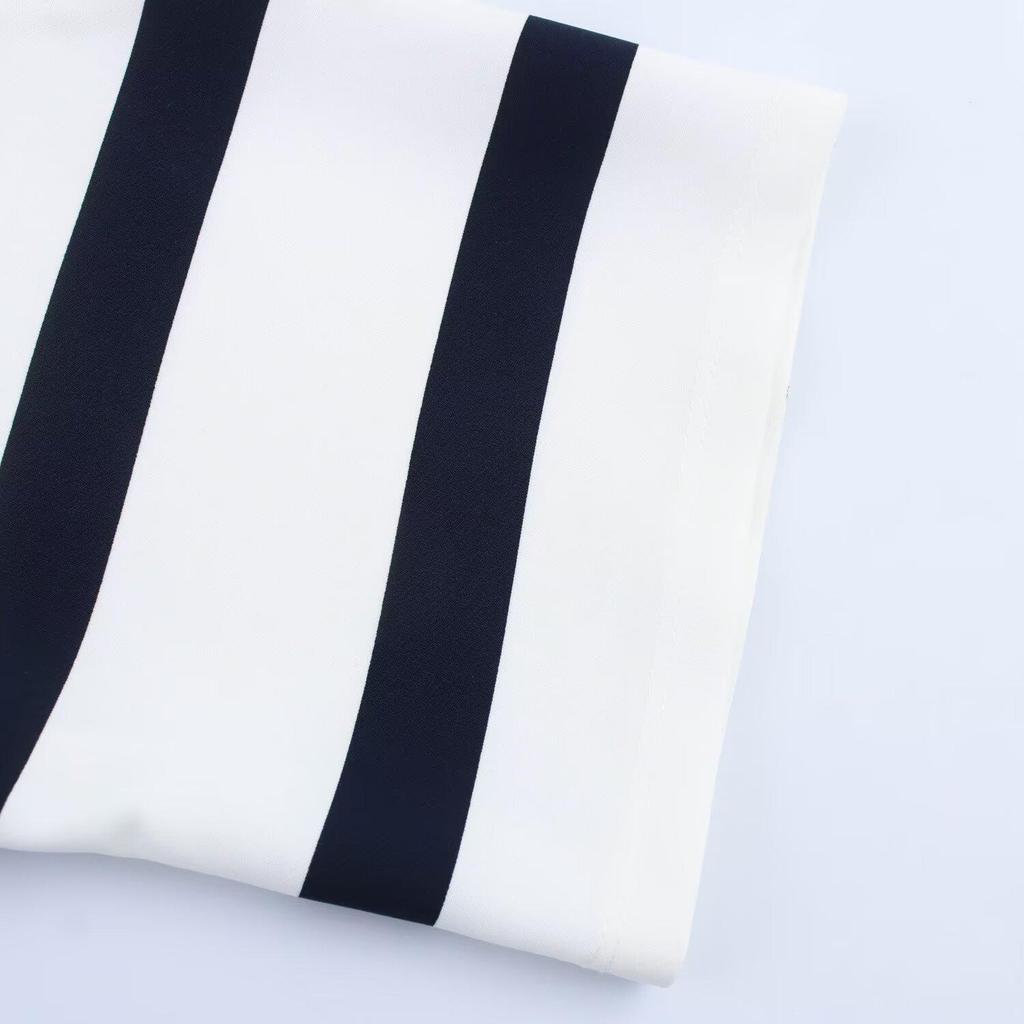 2025 Spring Women's Striped Short Sleeve Top and Casual Shorts - European & American Style