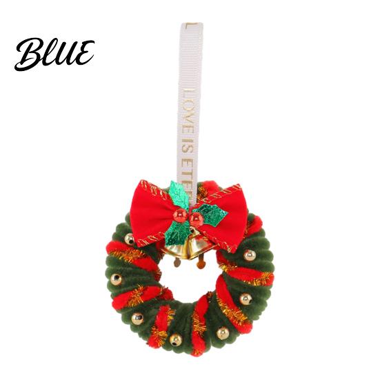 Holiday Door Decoration Handmade Pipe Cleaner Christmas Wreath Ornament Chenille Stems Mini Bow Bell Crafts with Bells for Window Fireplace