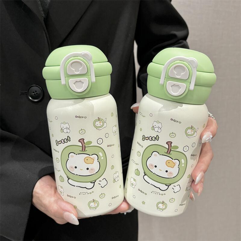 2026 Cute Small Double-Walled Thermos Water Bottle with Straw for Boys & Girls