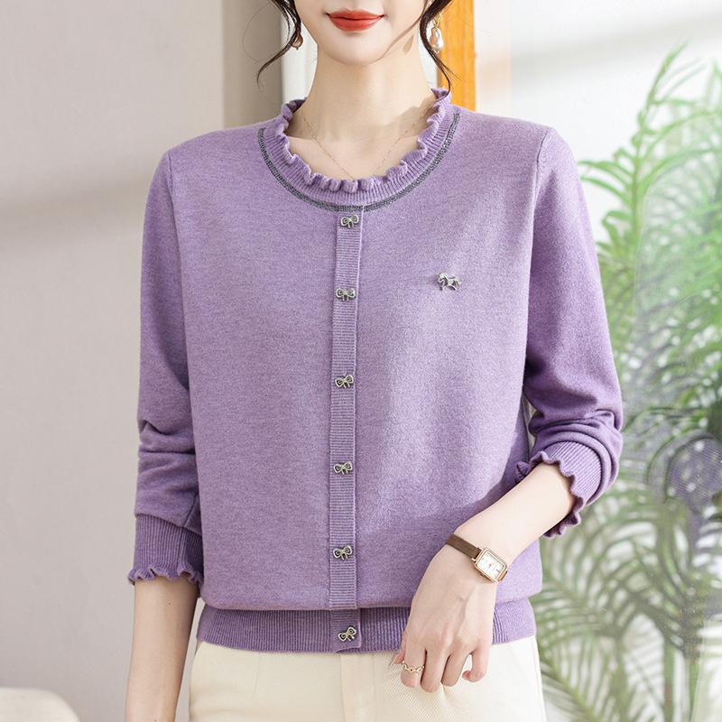 

Fashionable Knitwear Long-Sleeve Top for Middle-Aged Women (Ages 40-60) 4XL (recommended 70-78 kg)
