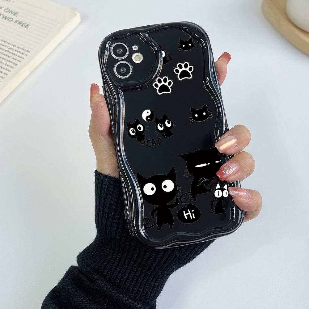 LZ12 Cat Cute Cartoon Clear Soft Wave Phone Cases for iPhone 15 13 Pro Max 12 Mini 14 8 Plus XS Max XR 6 Protection Back Cover