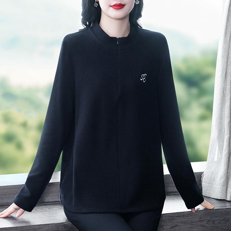 

Женская футболка большого размера с вышивкой, с длинным рукавом, облегающая - Осенне-зимний теплый базовый слой L (100-120 jin)