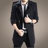 Korean Style Men's Slim Fit Wool Trench Coat - Autumn/Winter Mid-Length Cape Outerwear
