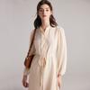 [100% Mulberry Silk] Xia Li collar tie waist slimming long-sleeved silk dress