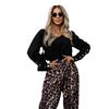 2024 Autumn Fashion Women's V-Neck Long Sleeve Button-Down Solid Color Top