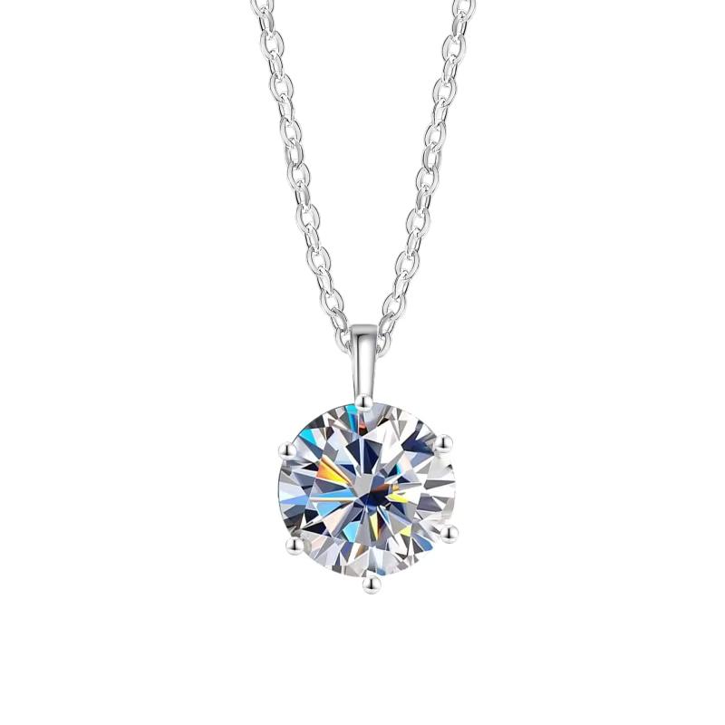 New 2ct Moissanite 925 Sterling Silver Necklace Pendant Chain Fine Jewelry for Woman Wedding Sparkling Classic Party Fashion