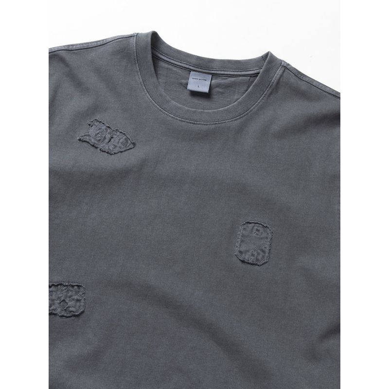 American vintage Heavy High Weight Loose Applique Embroidered Cotton T-shirt Men's Short Sleeve Summer Foreign Trade Men's T-shirt