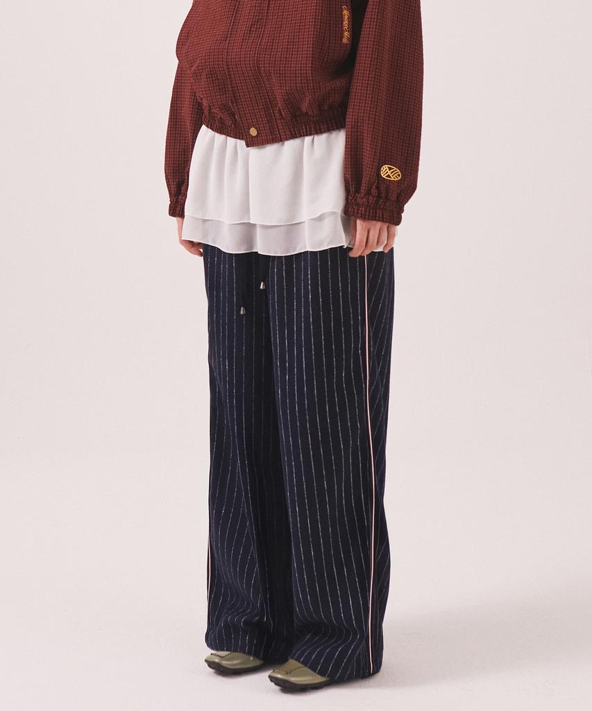 Minasu Mns Pinstripe Wide Brushed Pants_Navy