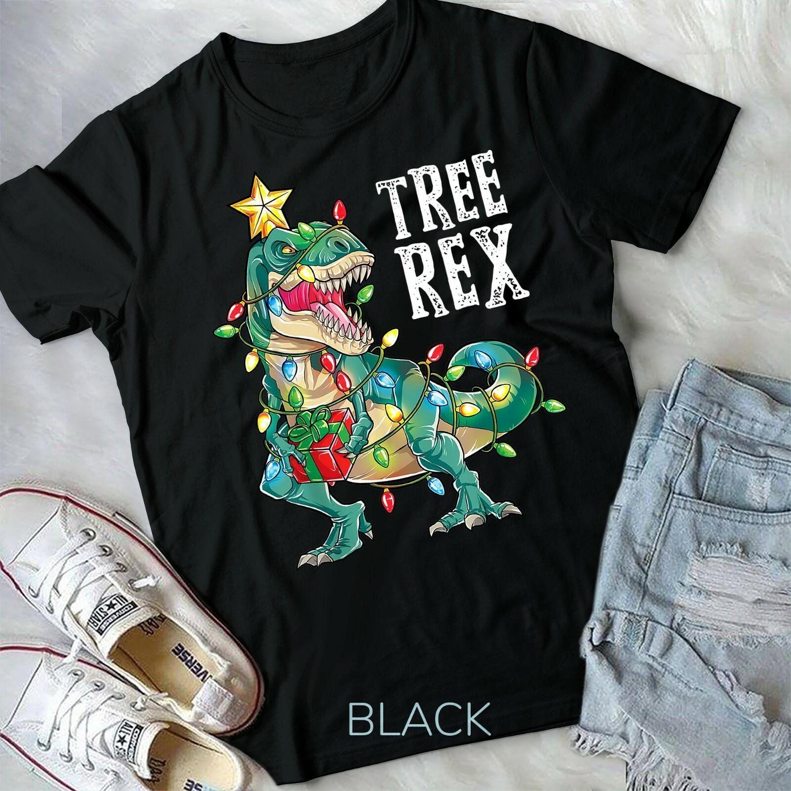 Christmas Dinosaur Tree Rex Pajamas Men Boys Kids Xmas Gifts T-shirt XXXXL