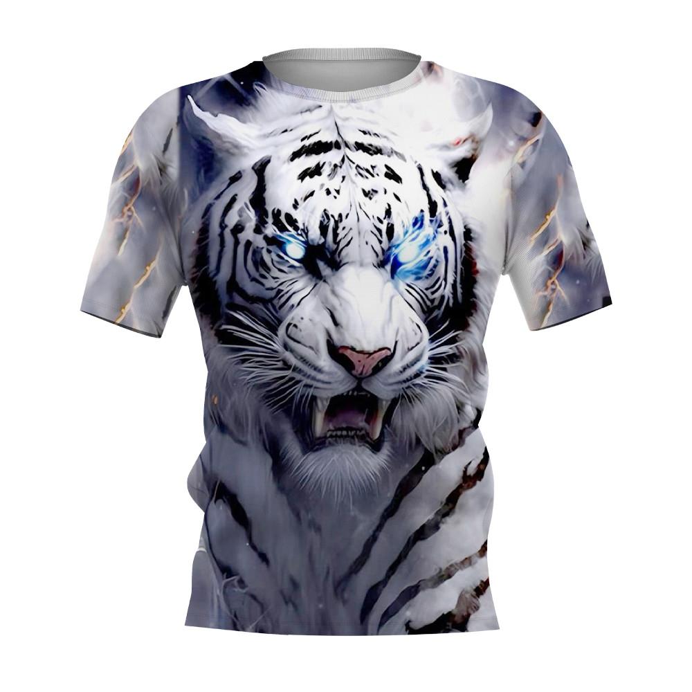 Oversized Men's T-Shirt 3d Tiger Print Tees Tops Summer Casual Mens Animal Pattern T Shirt O-Neck Fashion Clothes Prints T-Shirt