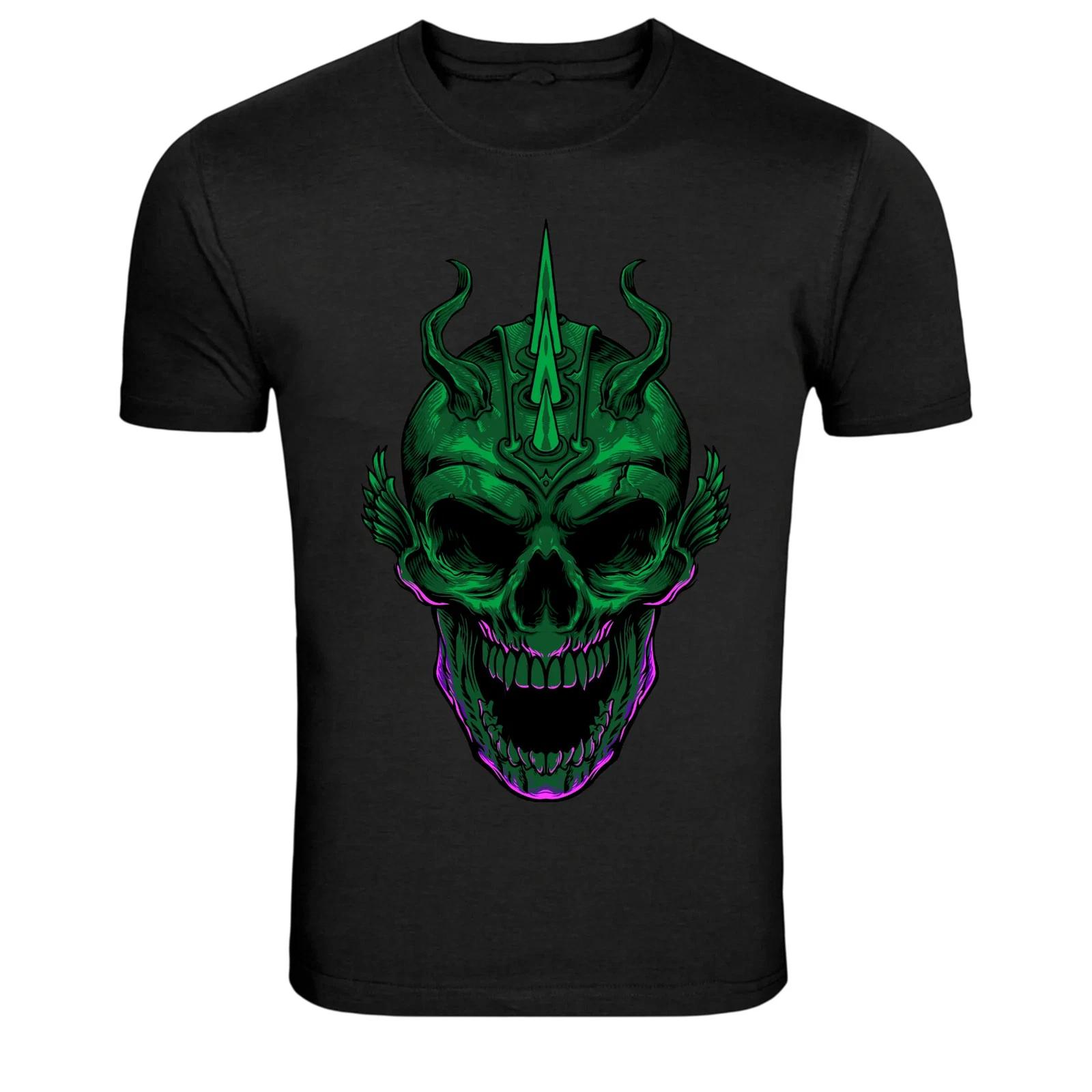 Demon Horn Skull Dark Fantasy Monster Graphic T-Shirt S