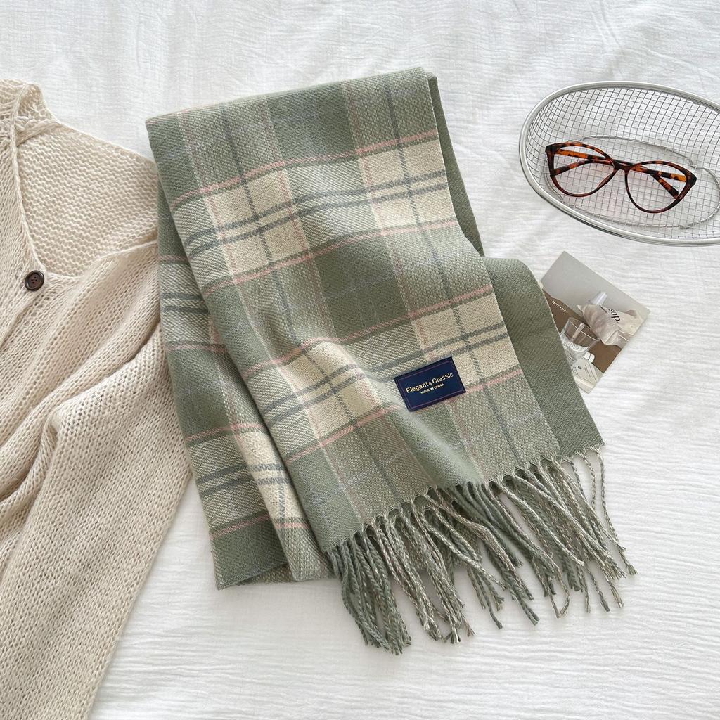 Women'S Imitation Cashmere Plaid Print Knitted Scarf Headscarf Casual Tassel Scarve Ladies Mujer Wrap Shawl Winter New Korean