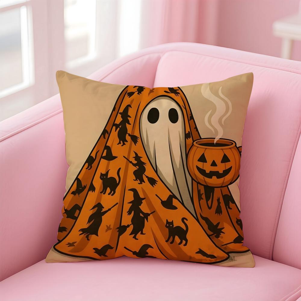 Halloween Funy Abstract Art Cushion Cover Linen Pillowcase Cover Soft Decor for Sofa Home Room