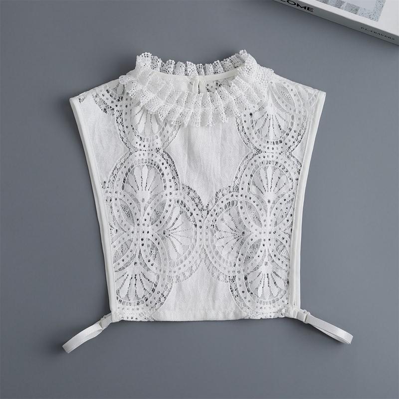Perfect Match Girls Lace Breathable Casual Shirt Fake Collar Detachable Half Shirt Blouse Hollow Decorative False Collar For Sweater