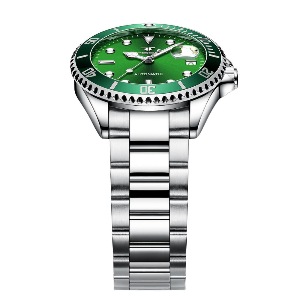 FNGEEN 9001 Fashion Blue Man Mechanism Watch Nice Metal Band Waterproof Full Automatic Calendar Business Watch Kit