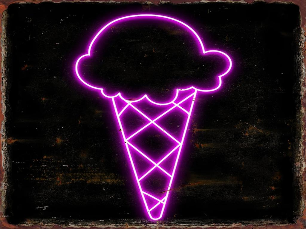 Neon Ice Cream Metal Tin Sign Restaurant Bar Coffee Shop Summer Time Wall Decor Painting Plaque Home Kitchen Decoration Poste