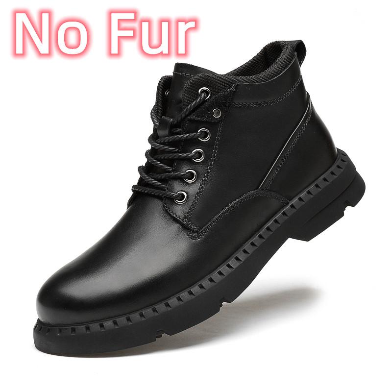 Fashion New Warm Winter Boots for Men Genuine Leather Fashion Lace-Up Walking Shoes 2024 High Quality Male Comfortable Motorcycle Boots