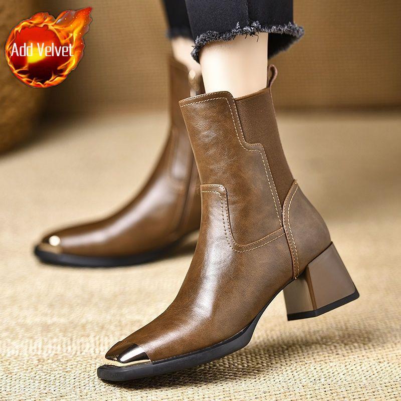 Fashion Moccasin Brown Booties Zip Retro Style Autumn Ankle Boots for Women Designer Luxury New In Pu Fashion 2025 Y2k Woman Short Shoes