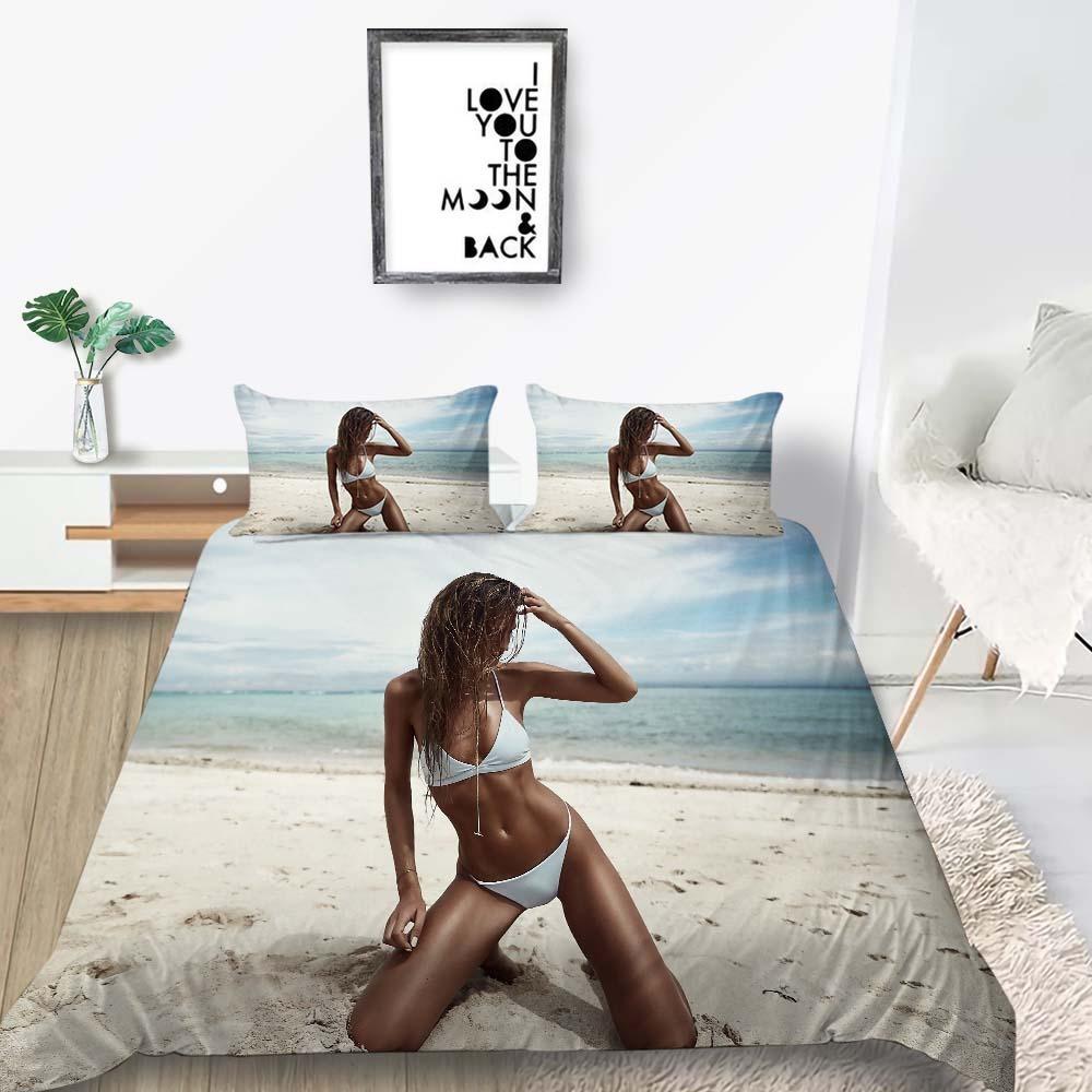 Bikini Duvet Cover 3D Printed Bedding Set, Down Duvet Cover Pillowcase, Ultra-fine Fiber Bed Cover, Men's and Women's Single Double Bed