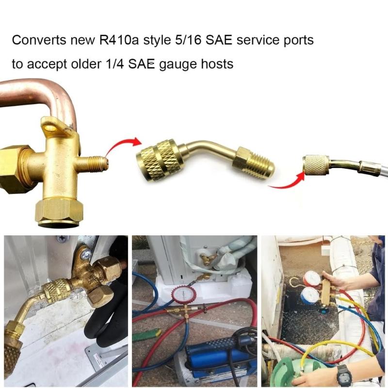 Comprehensive Adapter Kit Refrigerant Adapter Angled Valves Kit Cooling System Repair Tool for Refrigerations Service