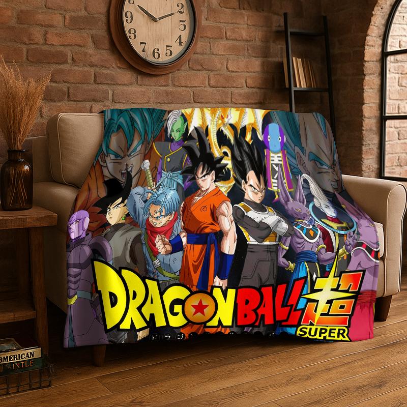 Cartoon D-Dragon Ball Anime Game Flannel Blanket Soft Warm Throw Blanket for Bedroom Living Room Bed Travel Camping Picnic Kid