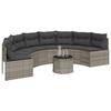 VidaXL Canapé de jardin table coussins demi-rond gris résine tressée, canapé d’extérieur, canapé de forme demi-ronde, canapé 3318527