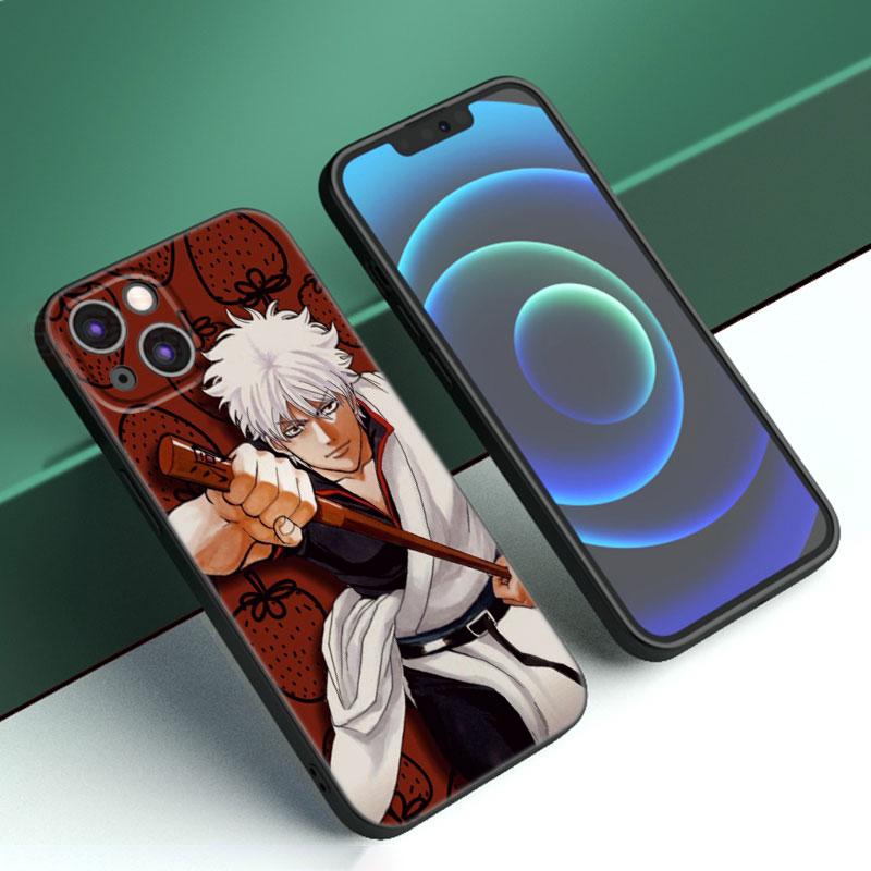Anime Gin Tama Phone Case For Apple iPhone 12 13 Mini 11 14 15 Pro Max 7 8 Plus X XR XS SE 2020 2022 Black Silicone Case