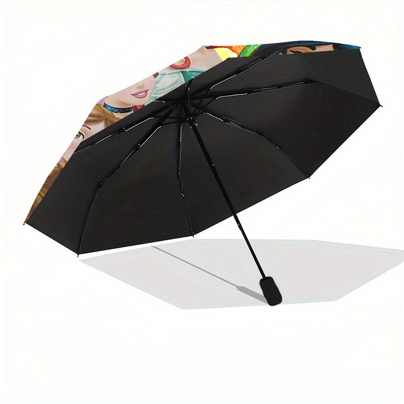 Princesses, Disney Automatic Opening and Closing Umbrella, Compact Travel Umbrella, Lightweight and Portable, Suitable for Beach Commuting B