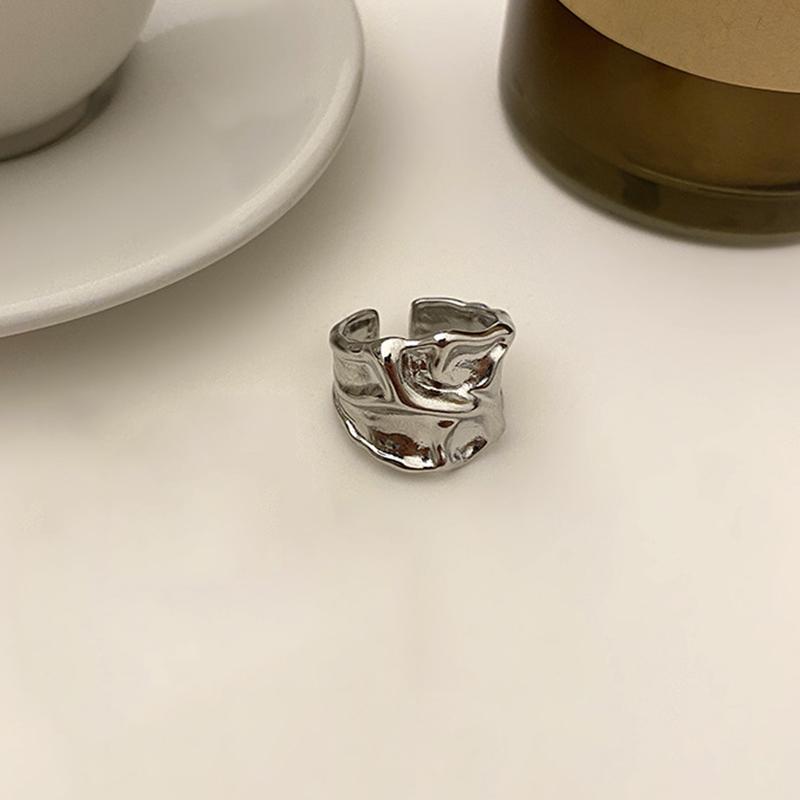 Vintage Silver Color Irregular Handmade Opening Ring for Women Fashion Geometric Wide Punk Metal Rings Jewelry Gifts New