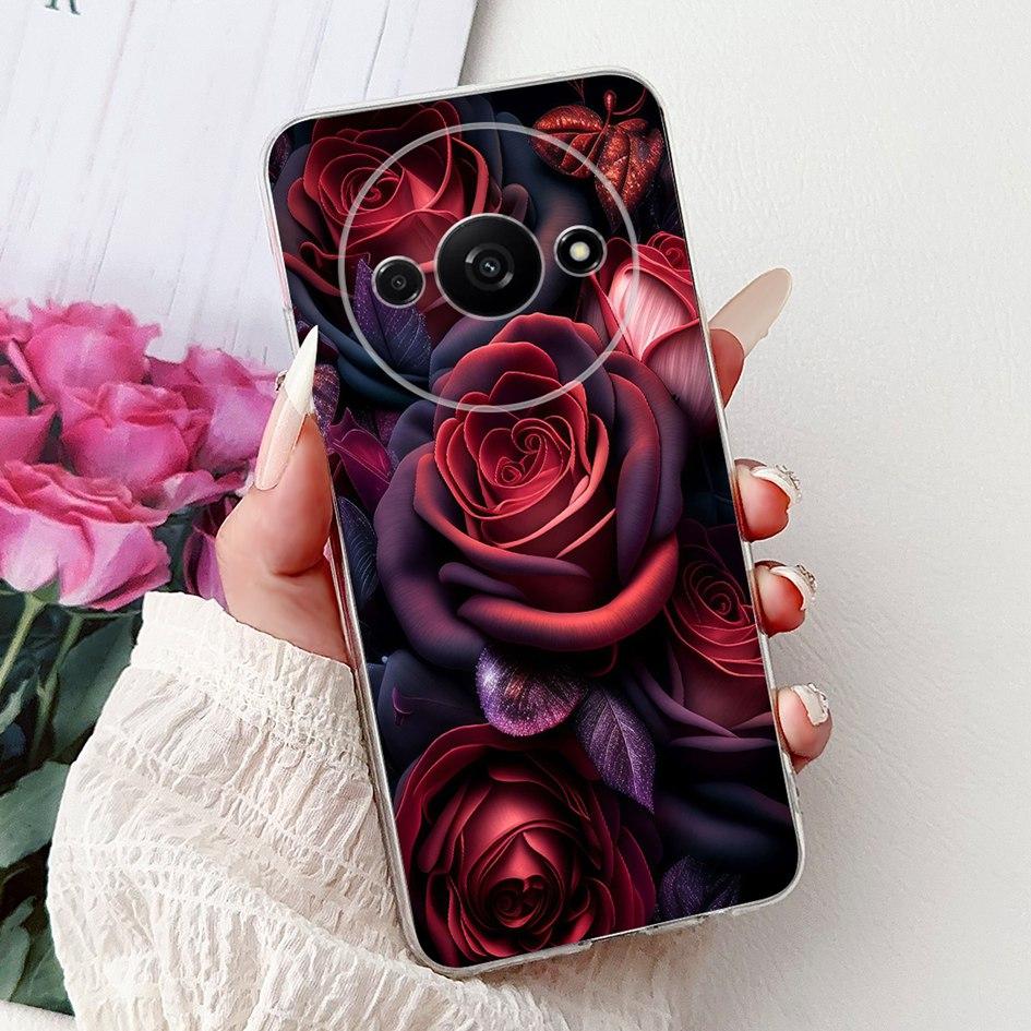 Hülle Für Xiaomi Redmi A3 A3x Handyhülle Neu Stylisch Blumenmädchen Muster Weiches Silikon Rückseite Funda Für Xiaomi Poco C61 C 61 Capa