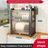 Double-layer Dustproof Kitchen Dish Bowl Drying Rack Counter Dishwasher Organizer Rack With Chopstick Cage Tableware Basket