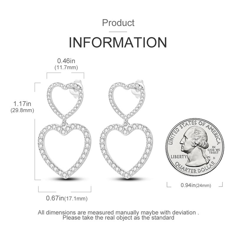 925 Silver Exquisite Simple Love Heart Series Drop Earring For Woman Fashion Party Gift Elegant Jewelry Accessories