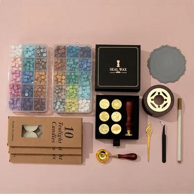 New Macaron Lacquer Wax Particle Furnace Seal Hand Book Valentine's Day Birthday Gift Lacquer Seal Wholesale Complete Set