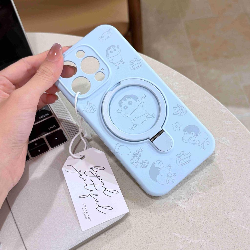 iPhone 17 Pro Max Liquid Cartoon Ring Stand Case with Precise Cutouts and Magnetic Anti-Fall Protection