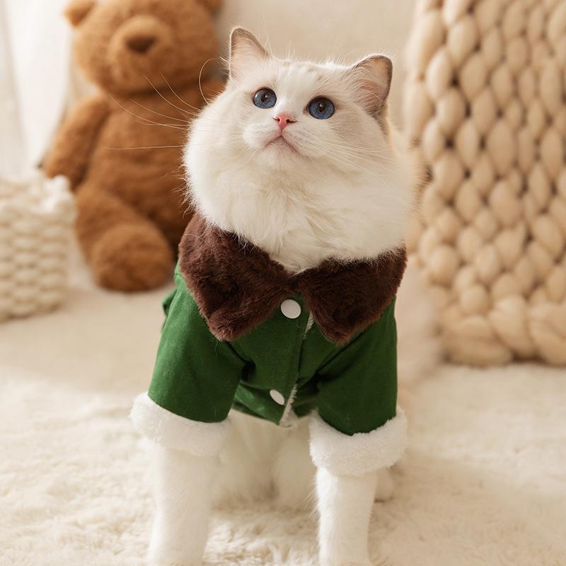 Pet Clothes Are Cold-proof and Warm In Winter, Piled and Thickened Puppets, Blue Cat, Small Dog, Four-legged Cat Cotton-padded Clothes.