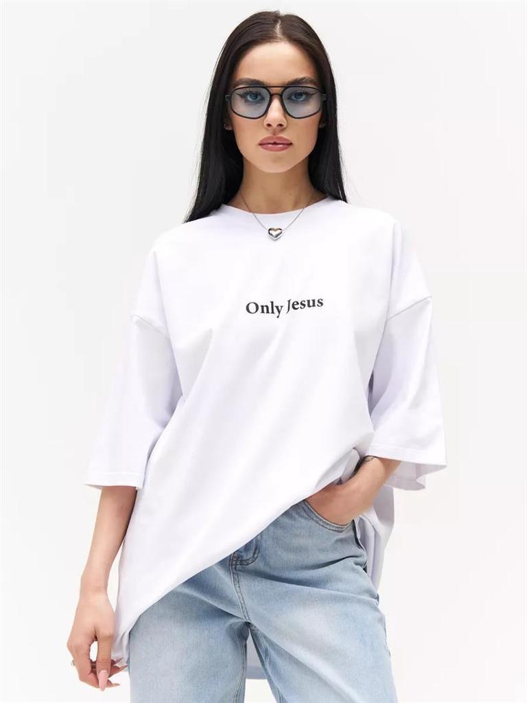 Vielseitiges Oversized-T-Shirt aus 100 % Baumwolle mit einfachem Aufdruck, kurzen Ärmeln, strapazierfähig, lässiges Sommeroberteil