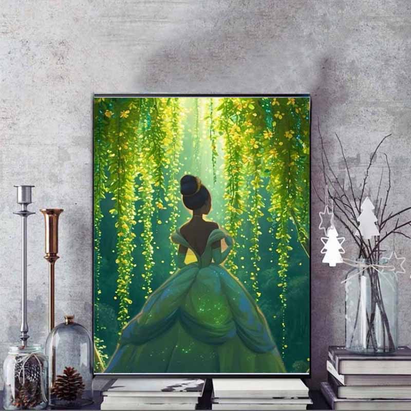 Disney Pittura Diamante Fai da Te 5D Principessa e Rana Illustrazione Cartone Animato Mosaico Completo di Diamanti Arte Decorazione Murale Set