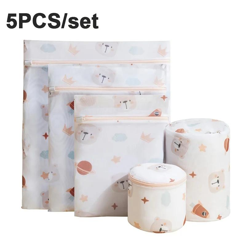5Pcs Wardrobe Washing Machine Storage Bag Exquisite Cartoon Printing Home Classified Washing Bags For Home Washing Machines