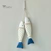 Ocean Inspired Wall Art Rustic Nautical Wooden Fish Decor, Coastal Beach Style Hanging Mediterranean Ornament with Fishing Net for Lake House,