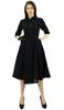 Bimba Women's 3 4 Sleeve Linen Collar Neck Solid Flared Shirt Dress with Side