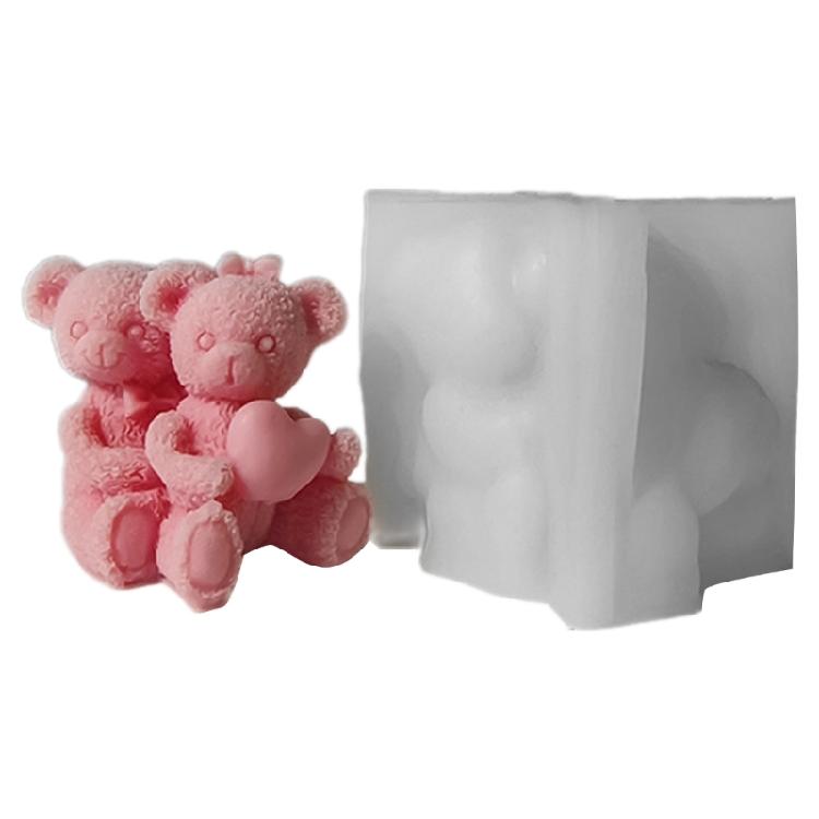 Couple Embrace Bear Candle Mold Epoxy Resin Mold Silicone Ornament Moulds 1