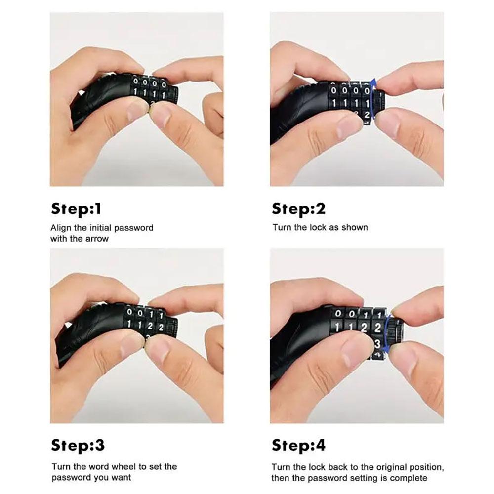 Bike Lock 4 Digital Code Anti-Theft Bicycle Cable Lock Stainless Steel Security Locks Portable Combination Code Padlock